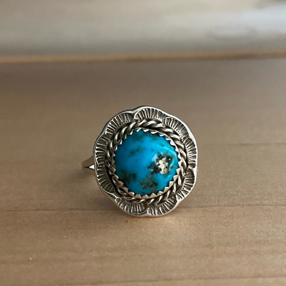 Real Turquoise and Silver Women's Ring